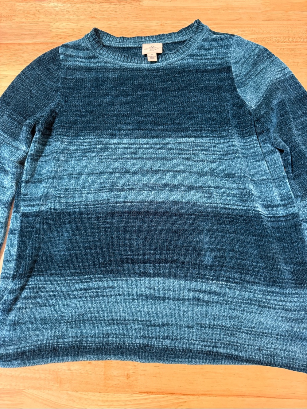 Women’s St. John’s Bay Teal Chenille Sweater Medium Flare Sleeve Soft Knit - Picture 1 of 8